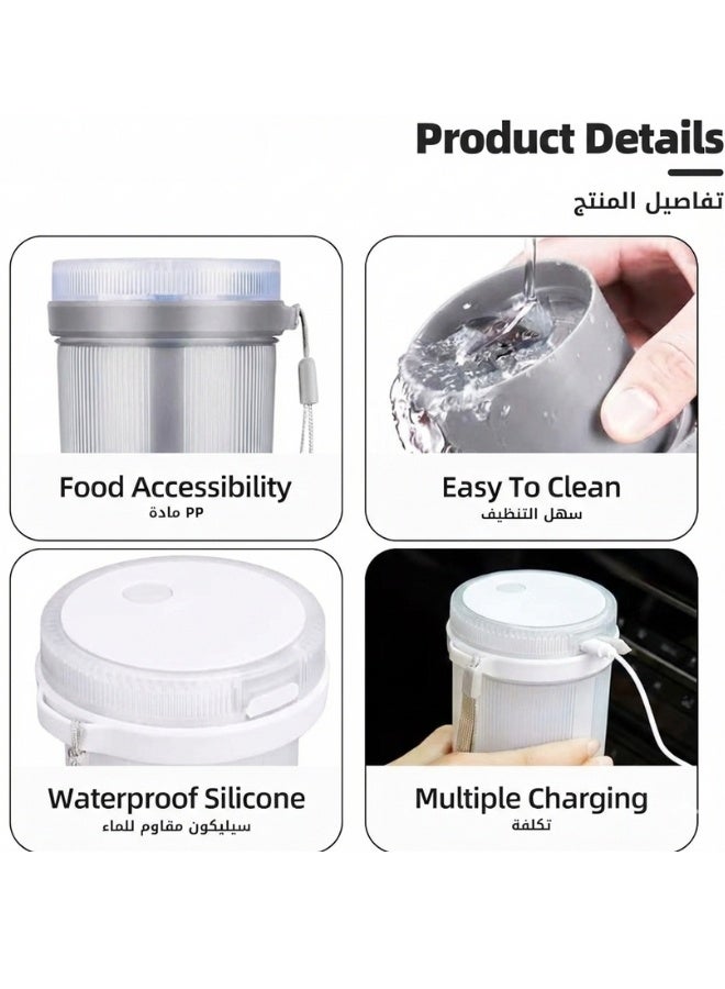 خلاط شخصي صغير محمول 300 مل – خلاط عصير USB قابل لإعادة الشحن، 6 شفرات من الفولاذ المقاوم للصدأ للمطبخ والمنزل والسفر والمكتب والرياضة، تشغيل بزر واحد،مثالي للعصائر، مخفوق البروتين وطعام الأطفال - Image 3